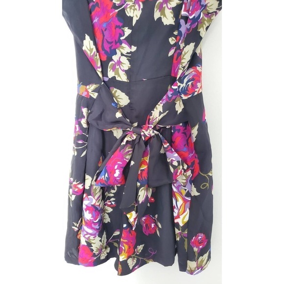 NWT Black‎ Satin Floral Romper Arden B. Strappy Tie Waist , Sz L - Picture 5 of 10
